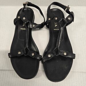 Prada Black Leather Sandals Sz 36.5